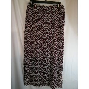Liz Claiborne Maxi Skirt Sheer Overlay Red White Print Women's Size‎ 10